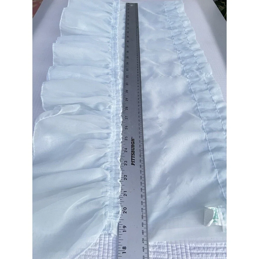 1960s Vintage Powder Blue Curtain Valance Ruffled 57” Mid Century Cottage